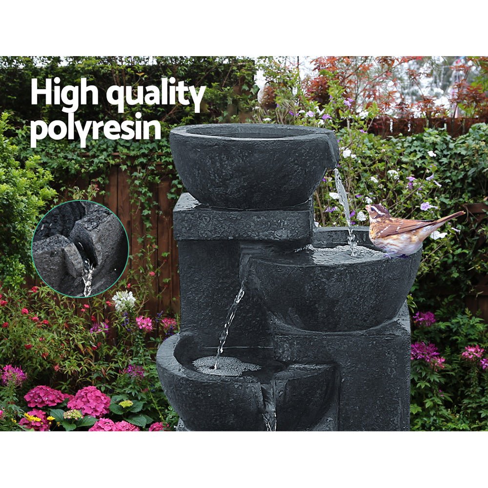 4 Tier Solar Powered Water Fountain with Light - Blue - Rivercity House & Home Co. (ABN 18 642 972 209) - Affordable Modern Furniture Australia