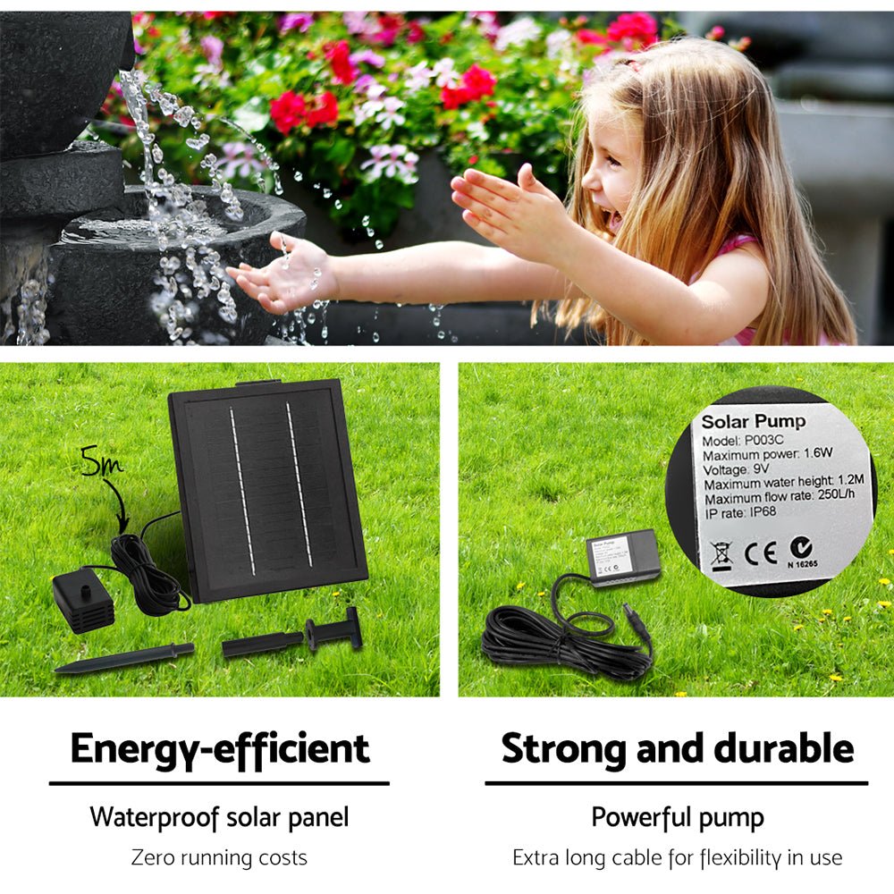 4 Tier Solar Powered Water Fountain with Light - Blue - Rivercity House & Home Co. (ABN 18 642 972 209) - Affordable Modern Furniture Australia