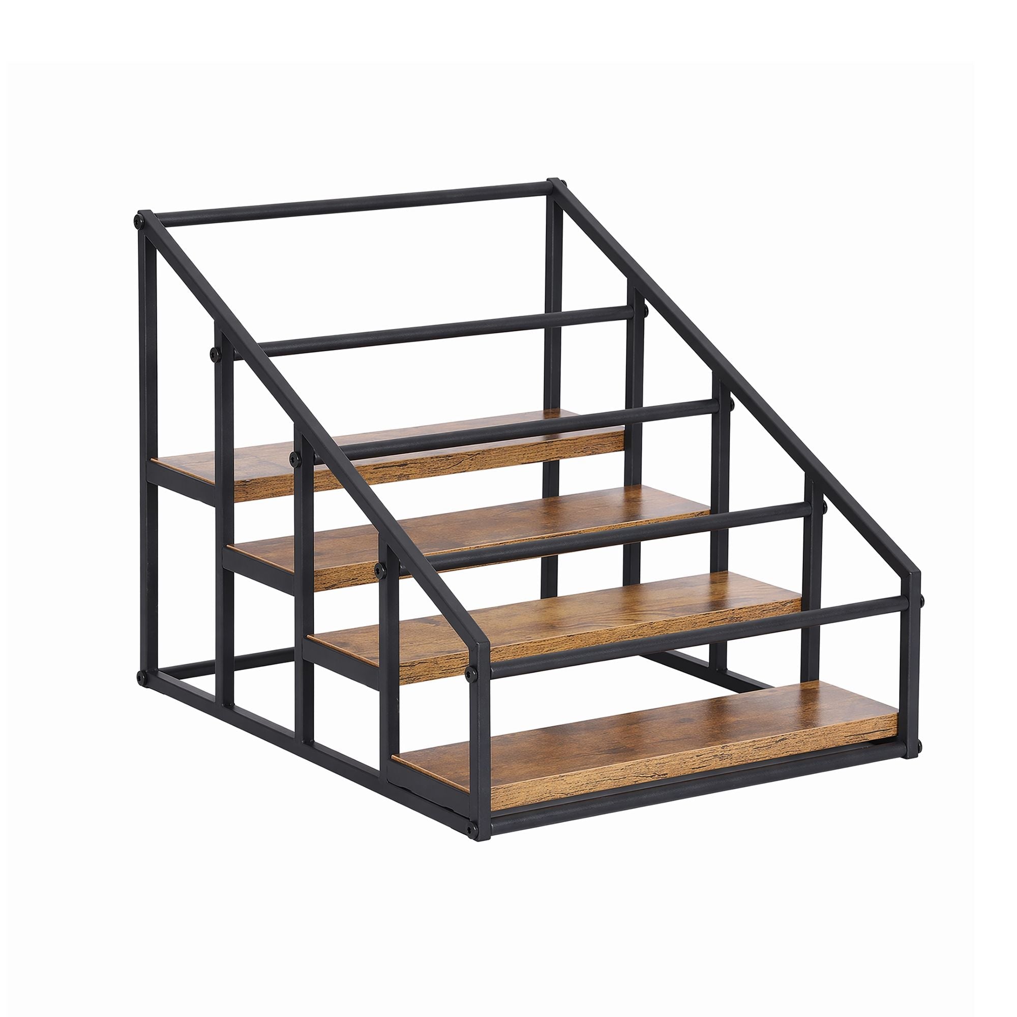 4-Tier Tabletop Wine Rack 16-Bottle Capacity 43x36x32.5cm - Black & Wood - Furniture > Dining > Wine Racks - Rivercity House & Home Co. (ABN 18 642 972 209) - Affordable Modern Furniture Australia