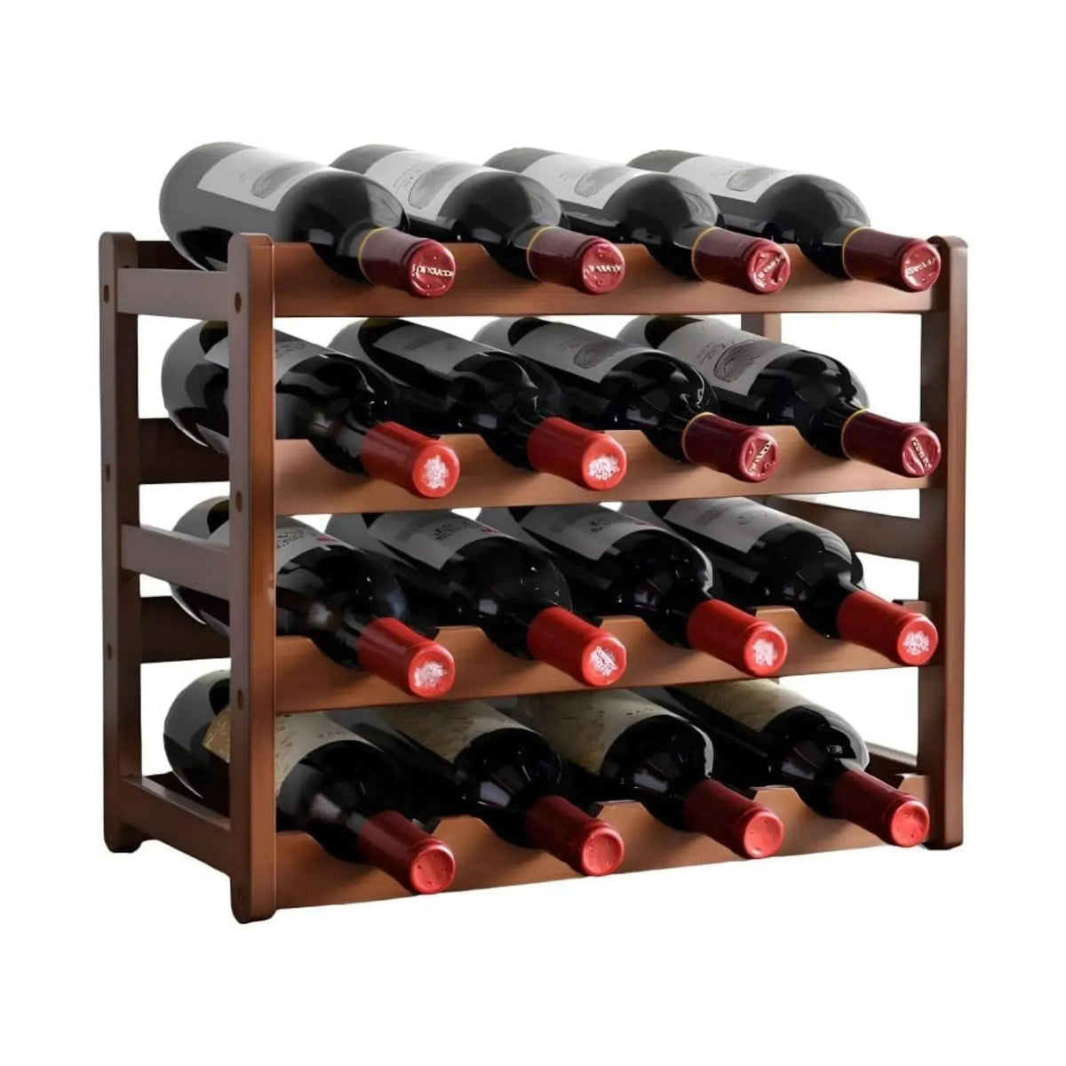 4 Tier Wooden Wine Rack 16 Bottle Storage - Brown - Furniture > Dining > Wine Racks - Rivercity House & Home Co. (ABN 18 642 972 209) - Affordable Modern Furniture Australia