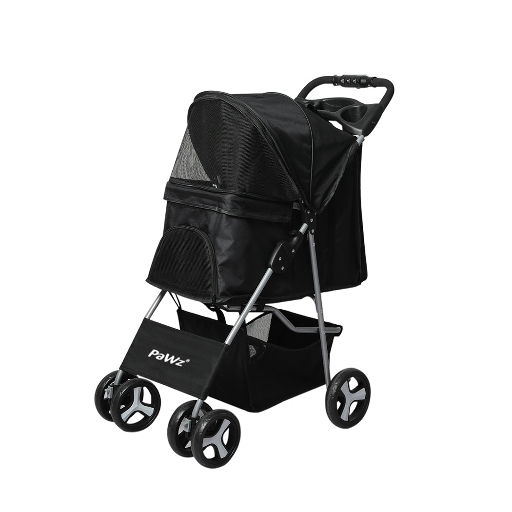 4 - Wheel Foldable Pet Stroller for Dogs and Cats - Black - Rivercity House & Home Co. (ABN 18 642 972 209) - Affordable Modern Furniture Australia