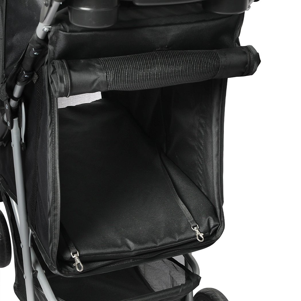 4 - Wheel Foldable Pet Stroller for Dogs and Cats - Black - Rivercity House & Home Co. (ABN 18 642 972 209) - Affordable Modern Furniture Australia