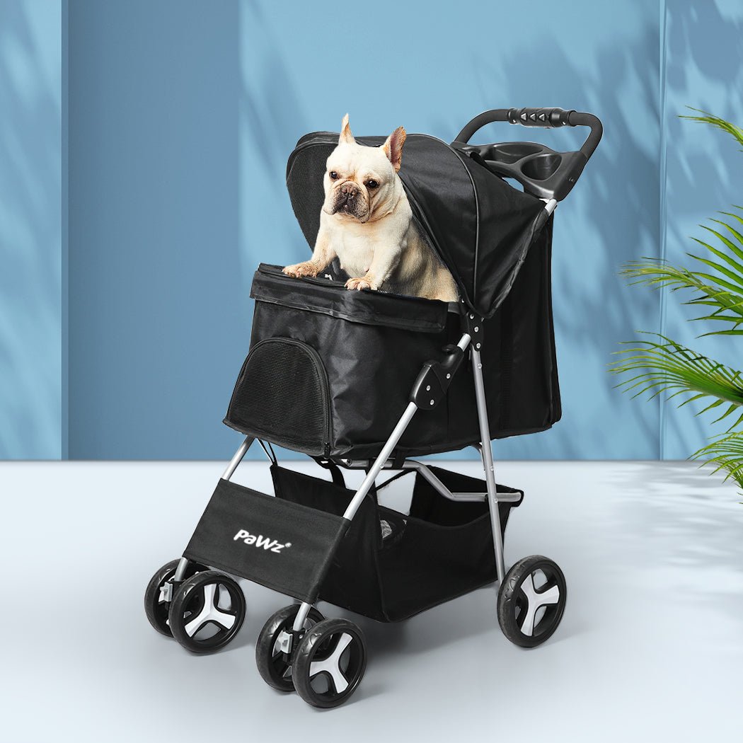 4 - Wheel Foldable Pet Stroller for Dogs and Cats - Black - Rivercity House & Home Co. (ABN 18 642 972 209) - Affordable Modern Furniture Australia