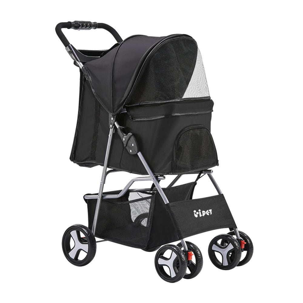 4 Wheel Pet Stroller - Black - Baby & Kids > Strollers > Strollers & Prams - Rivercity House & Home Co. (ABN 18 642 972 209) - Affordable Modern Furniture Australia