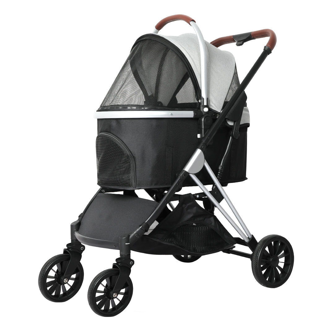 4 - Wheel Pet Stroller Dog Cat Pram - Grey Black - Rivercity House & Home Co. (ABN 18 642 972 209) - Affordable Modern Furniture Australia