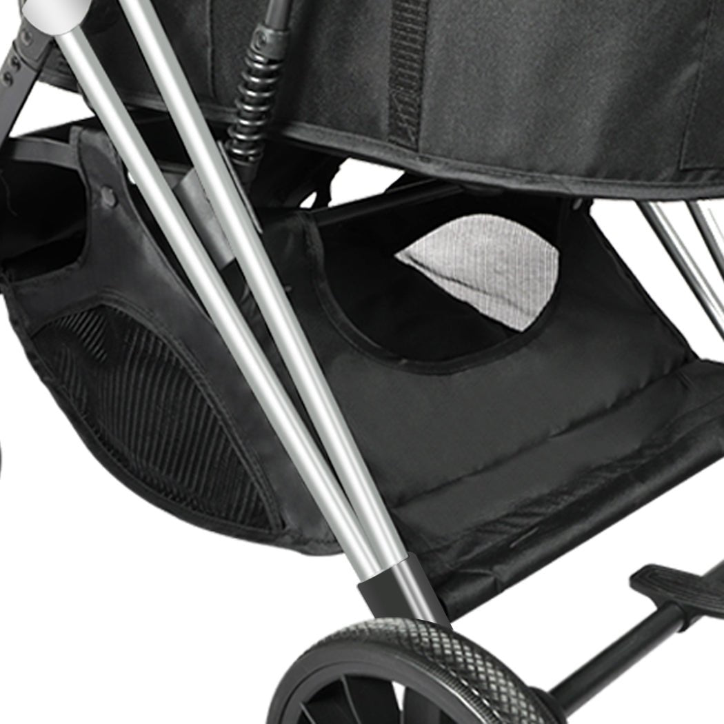 4 - Wheel Pet Stroller Dog Cat Pram - Grey Black - Rivercity House & Home Co. (ABN 18 642 972 209) - Affordable Modern Furniture Australia