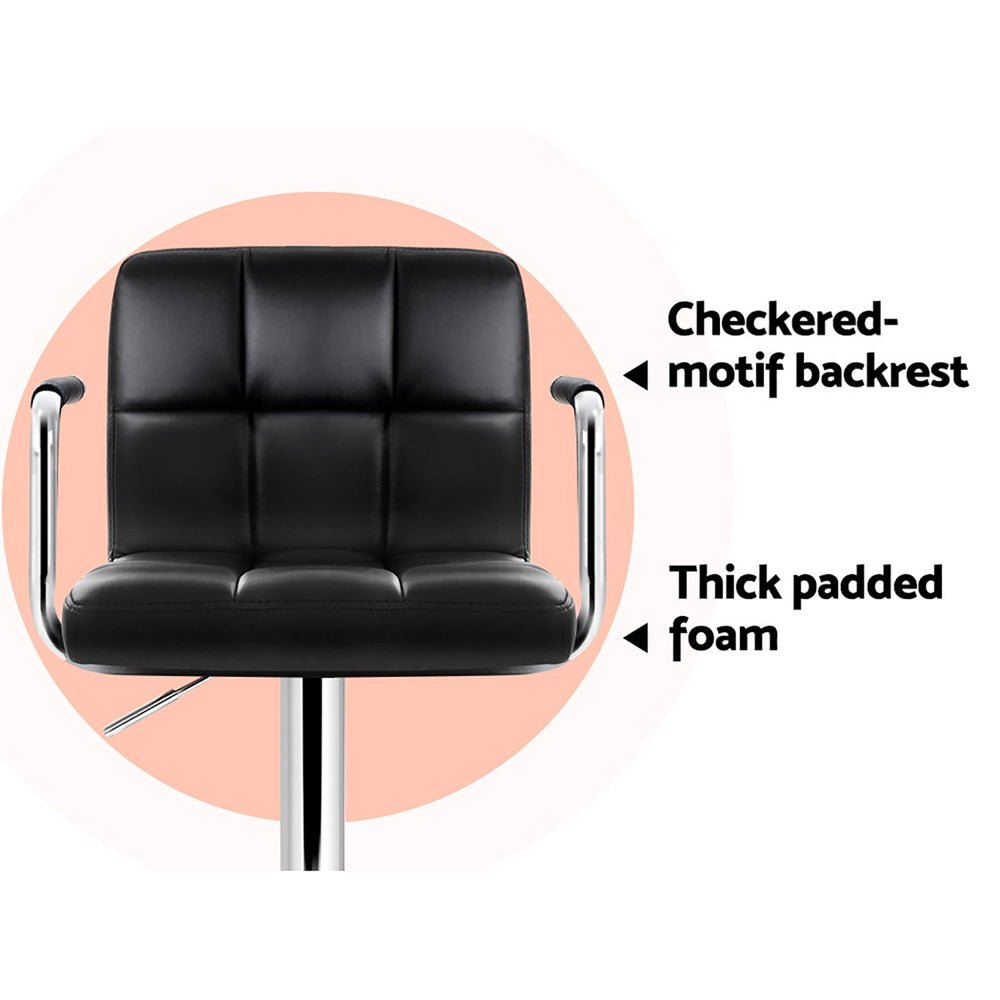 4 x Black PU Leather Bar Stools - Rivercity House & Home Co. (ABN 18 642 972 209) - Affordable Modern Furniture Australia