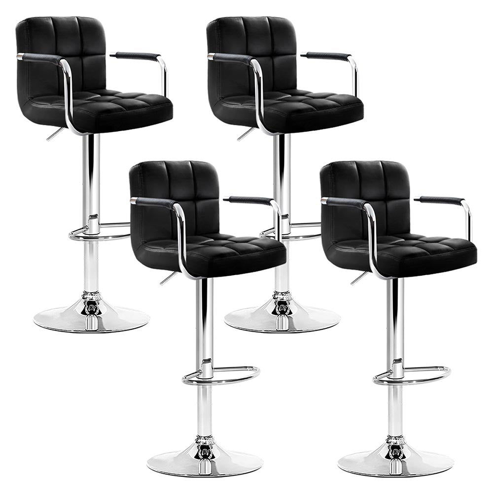 4 x Black PU Leather Bar Stools - Rivercity House & Home Co. (ABN 18 642 972 209) - Affordable Modern Furniture Australia