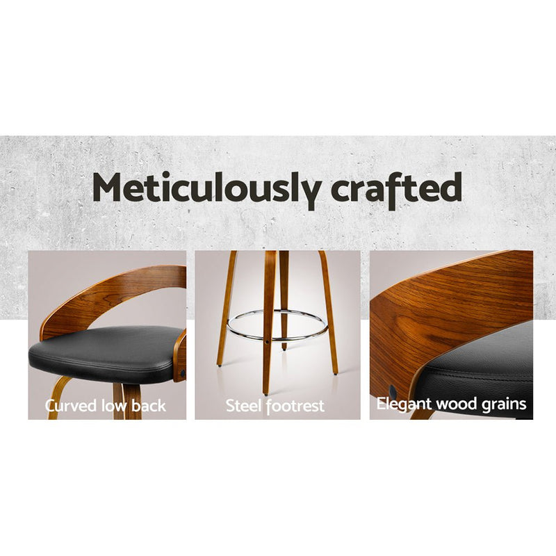 4 x Premium Wooden Bar Stools Walnut Wood & Black - Rivercity House & Home Co. (ABN 18 642 972 209) - Affordable Modern Furniture Australia