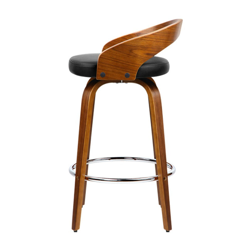 4 x Premium Wooden Bar Stools Walnut Wood & Black - Rivercity House & Home Co. (ABN 18 642 972 209) - Affordable Modern Furniture Australia