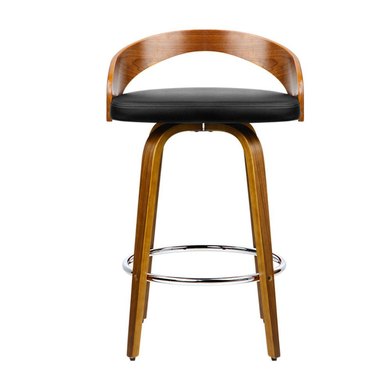 4 x Premium Wooden Bar Stools Walnut Wood & Black - Rivercity House & Home Co. (ABN 18 642 972 209) - Affordable Modern Furniture Australia