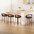 Set of 4 Bexley Walnut Wooden Bar Stools – Black