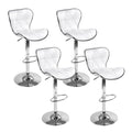 Set of 4 PU Leather Patterned Bar Stools - White and Chrome