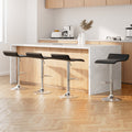 Set of 4 PU Leather Wave Style Bar Stools - Black