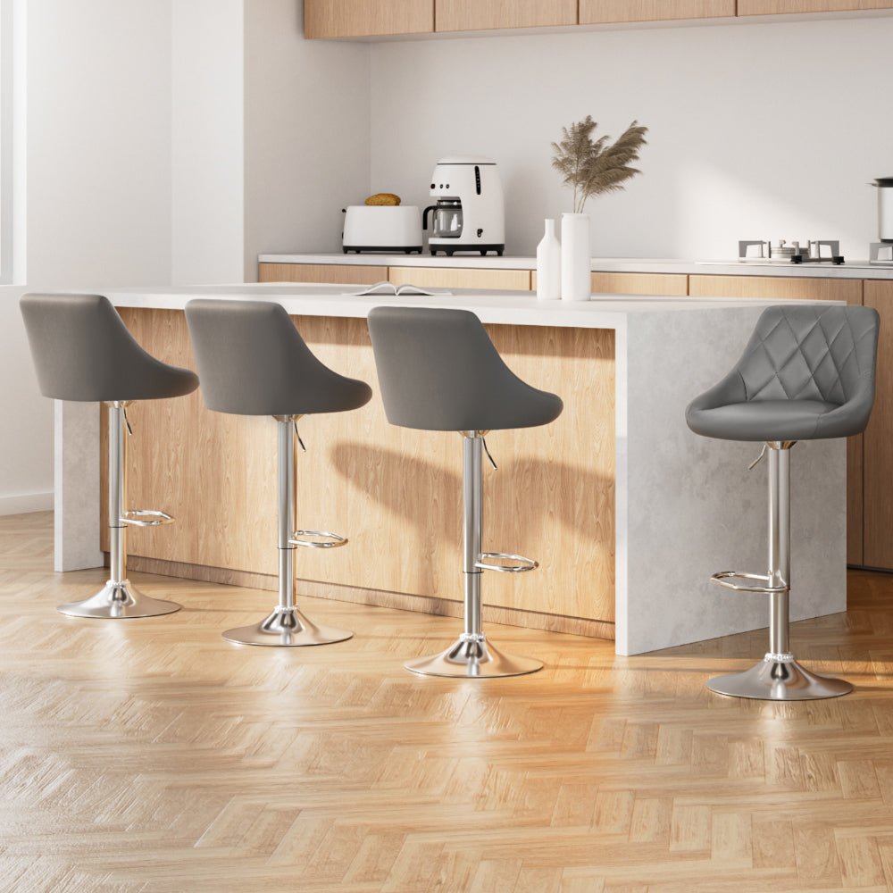 4 x Swivel Bar Stools Grey - Rivercity House & Home Co. (ABN 18 642 972 209) - Affordable Modern Furniture Australia