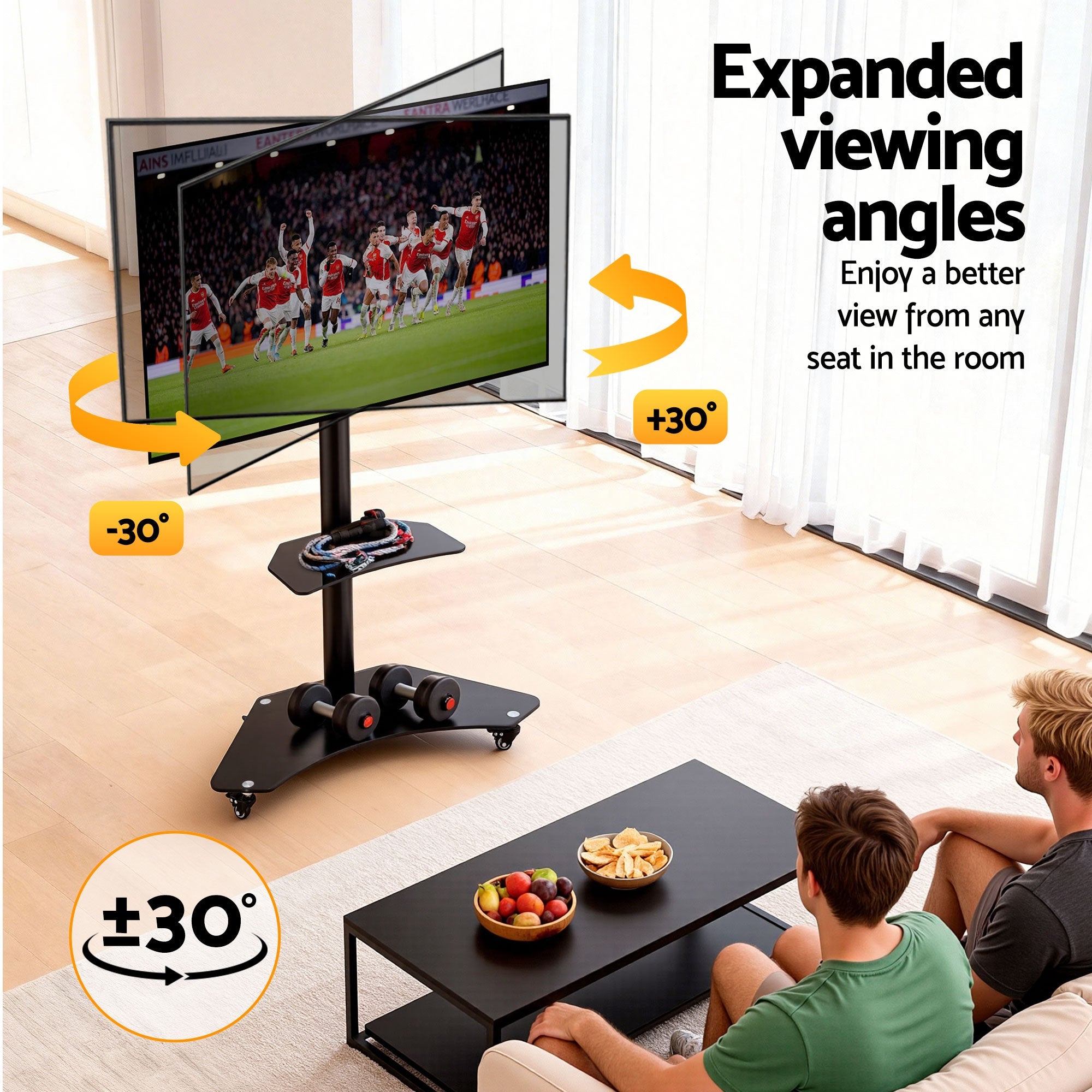 40 - 100" TV Stand Mount Bracket Universal Adjustable Height with Wheels - Furniture > Living Room > TV Units - Rivercity House & Home Co. (ABN 18 642 972 209) - Affordable Modern Furniture Australia