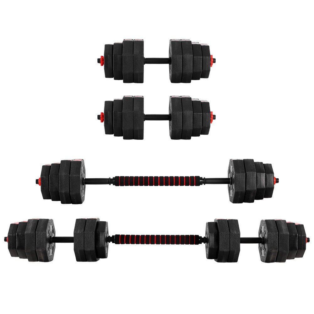40kg Adjustable Barbell and Dumbbell Weight Lifting Set - Black and Red - Sports & Fitness > Exercise, Gym & Fitness > Free Weights - Rivercity House & Home Co. (ABN 18 642 972 209) - Affordable Modern Furniture Australia