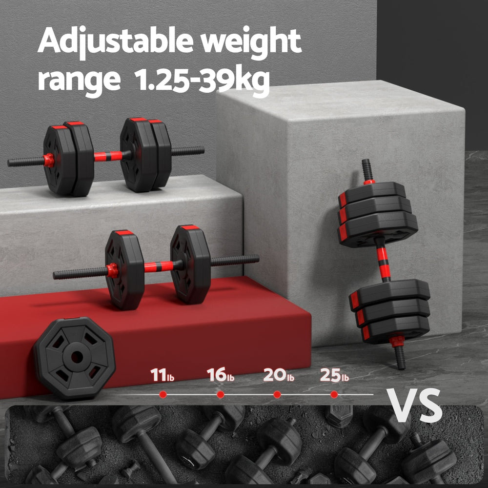 40kg Adjustable Dumbbell Barbell Set Weight Plates Home Workout - Sports & Fitness > Exercise, Gym & Fitness > Free Weights - Rivercity House & Home Co. (ABN 18 642 972 209) - Affordable Modern Furniture Australia