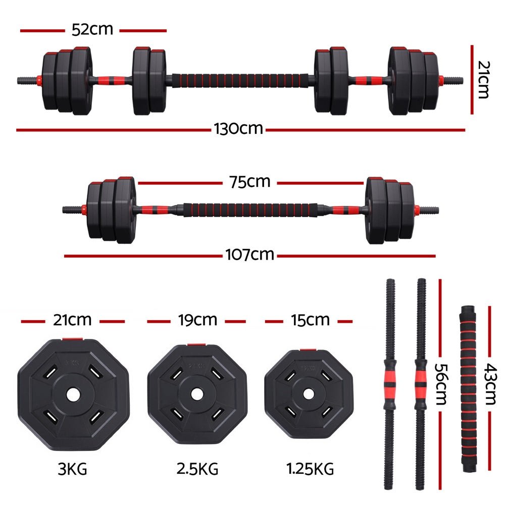 40kg Adjustable Dumbbell Barbell Set Weight Plates Home Workout - Sports & Fitness > Exercise, Gym & Fitness > Free Weights - Rivercity House & Home Co. (ABN 18 642 972 209) - Affordable Modern Furniture Australia