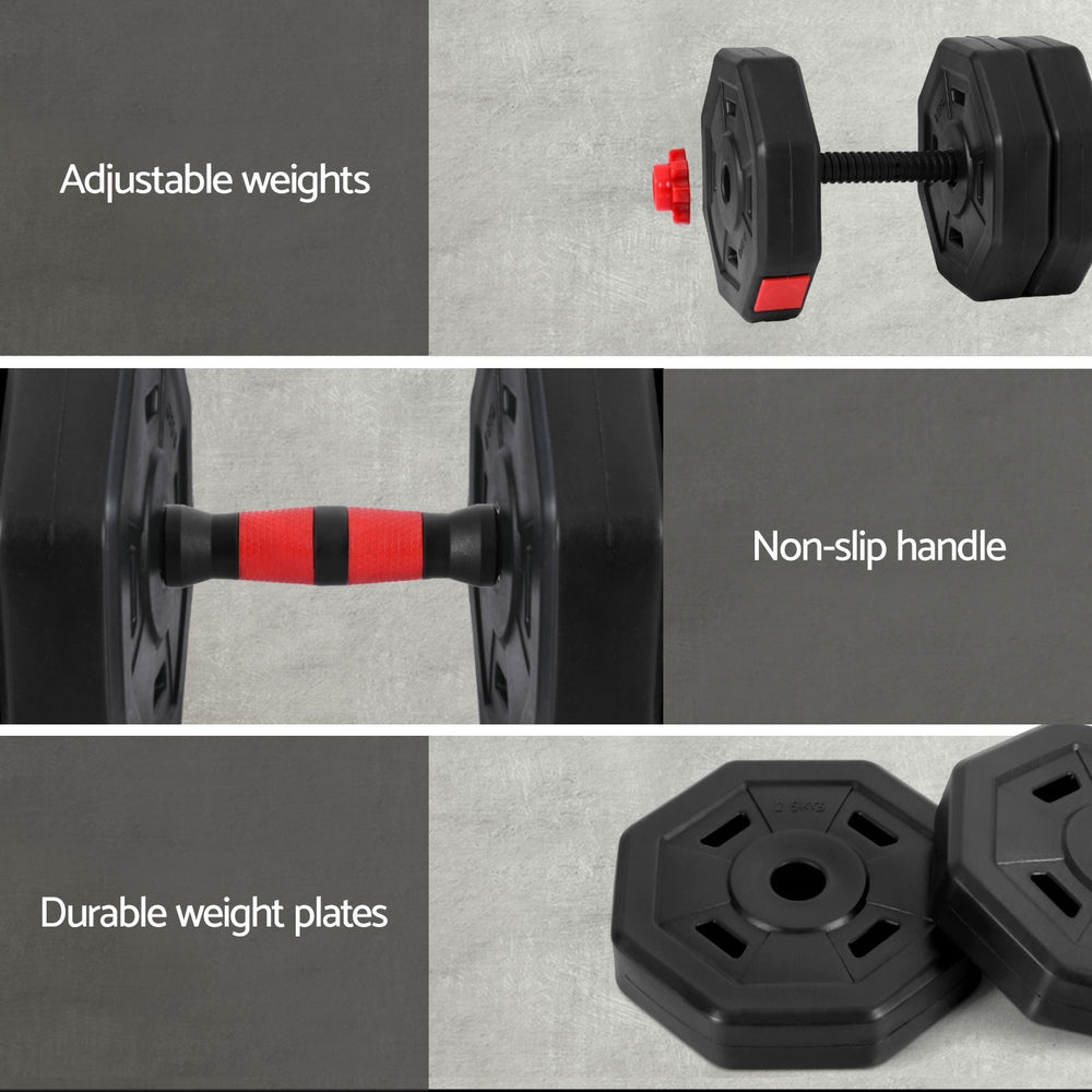 40kg Adjustable Dumbbell Barbell Set Weight Plates Home Workout - Sports & Fitness > Exercise, Gym & Fitness > Free Weights - Rivercity House & Home Co. (ABN 18 642 972 209) - Affordable Modern Furniture Australia