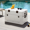 40L Foldable Outdoor Storage Box Collapsible Organiser with Double Doors - Beige