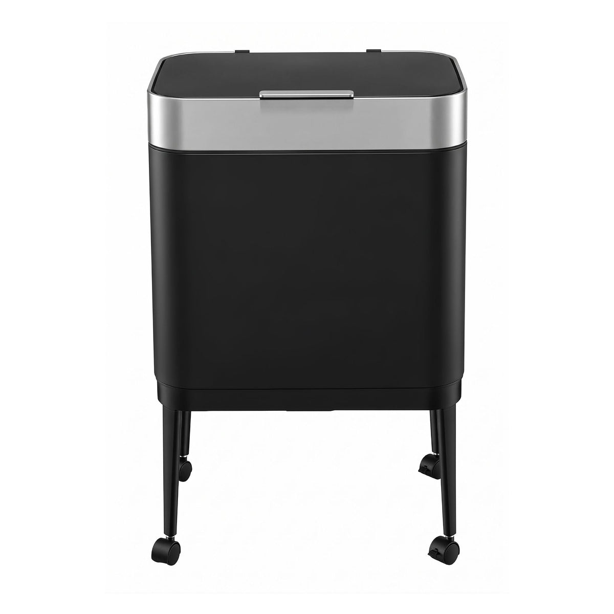 40L Press Top Mobile Kitchen Trash Can with Odour Control - Black Stainless Steel - Home & Garden > Kitchen Bins > Automatic Bins - Rivercity House & Home Co. (ABN 18 642 972 209) - Affordable Modern Furniture Australia