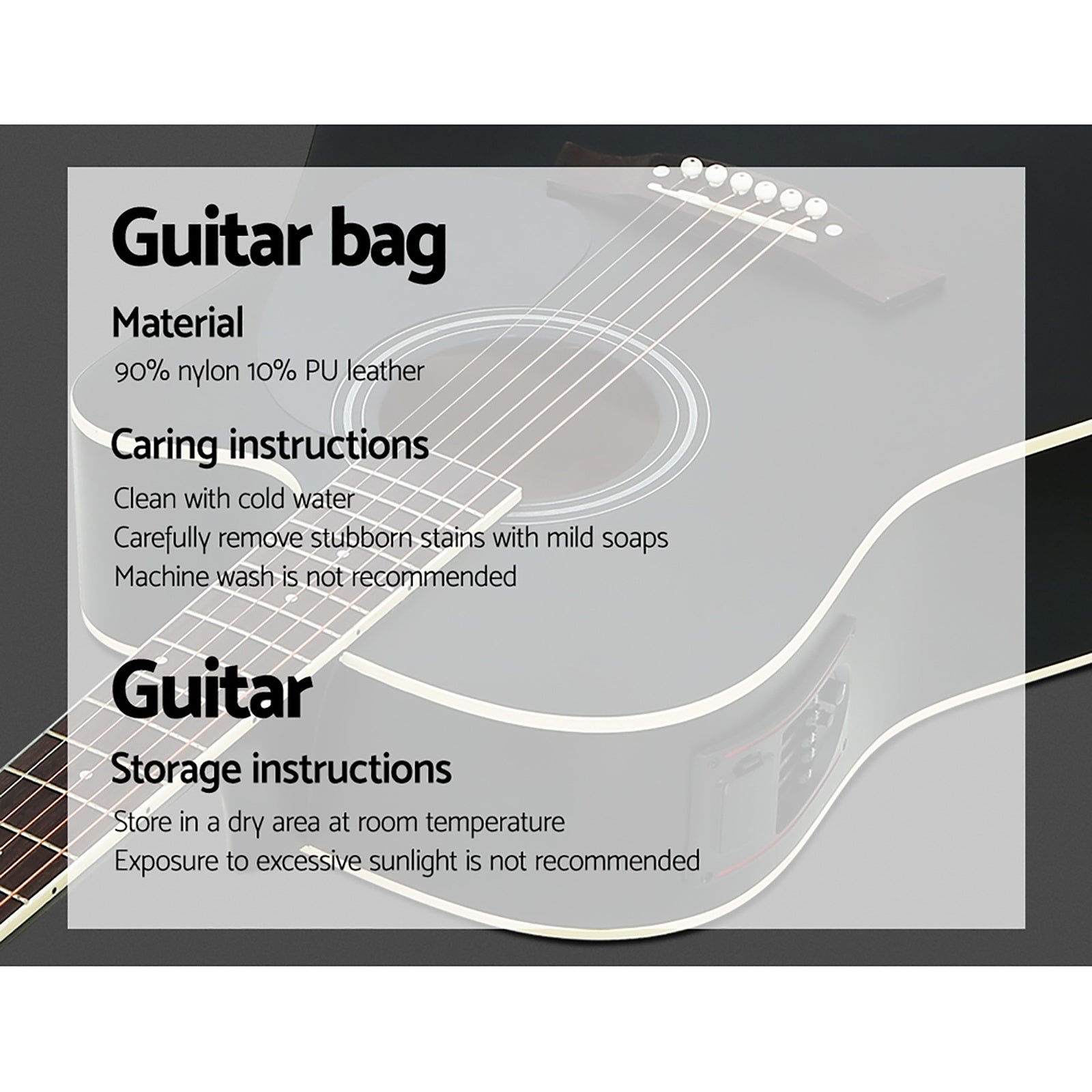 41 Inch Black Acoustic Guitar 10 Piece Set Including Stand - Audio & Video > Musical Instrument & Accessories - Rivercity House & Home Co. (ABN 18 642 972 209) - Affordable Modern Furniture Australia