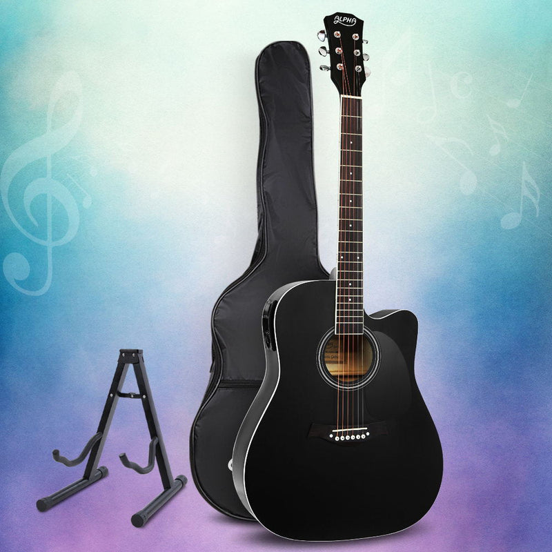 41 Inch Black Acoustic Guitar 10 Piece Set Including Stand - Audio & Video > Musical Instrument & Accessories - Rivercity House & Home Co. (ABN 18 642 972 209) - Affordable Modern Furniture Australia