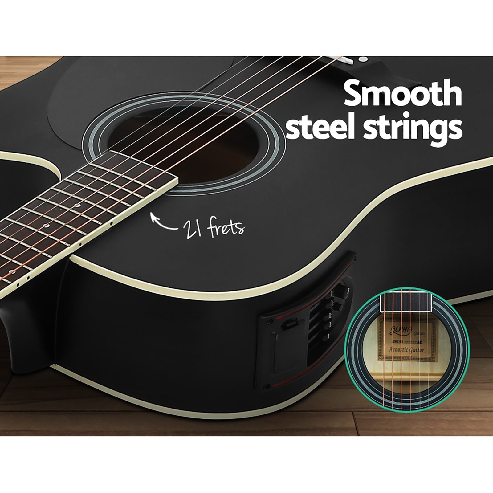 41 Inch Black Acoustic Guitar 10 Piece Set Including Stand - Audio & Video > Musical Instrument & Accessories - Rivercity House & Home Co. (ABN 18 642 972 209) - Affordable Modern Furniture Australia