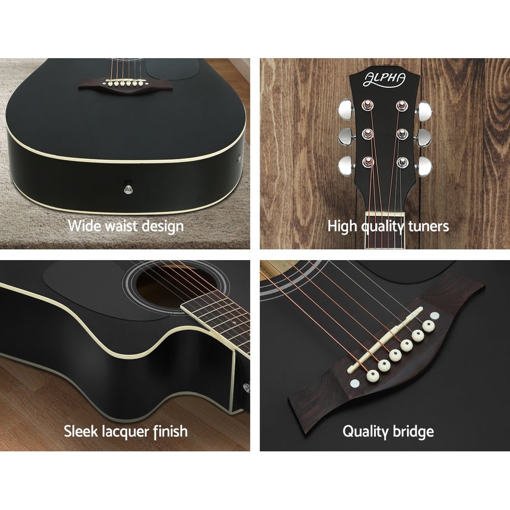 41 Inch Black Acoustic Guitar 10 Piece Set Including Stand - Audio & Video > Musical Instrument & Accessories - Rivercity House & Home Co. (ABN 18 642 972 209) - Affordable Modern Furniture Australia