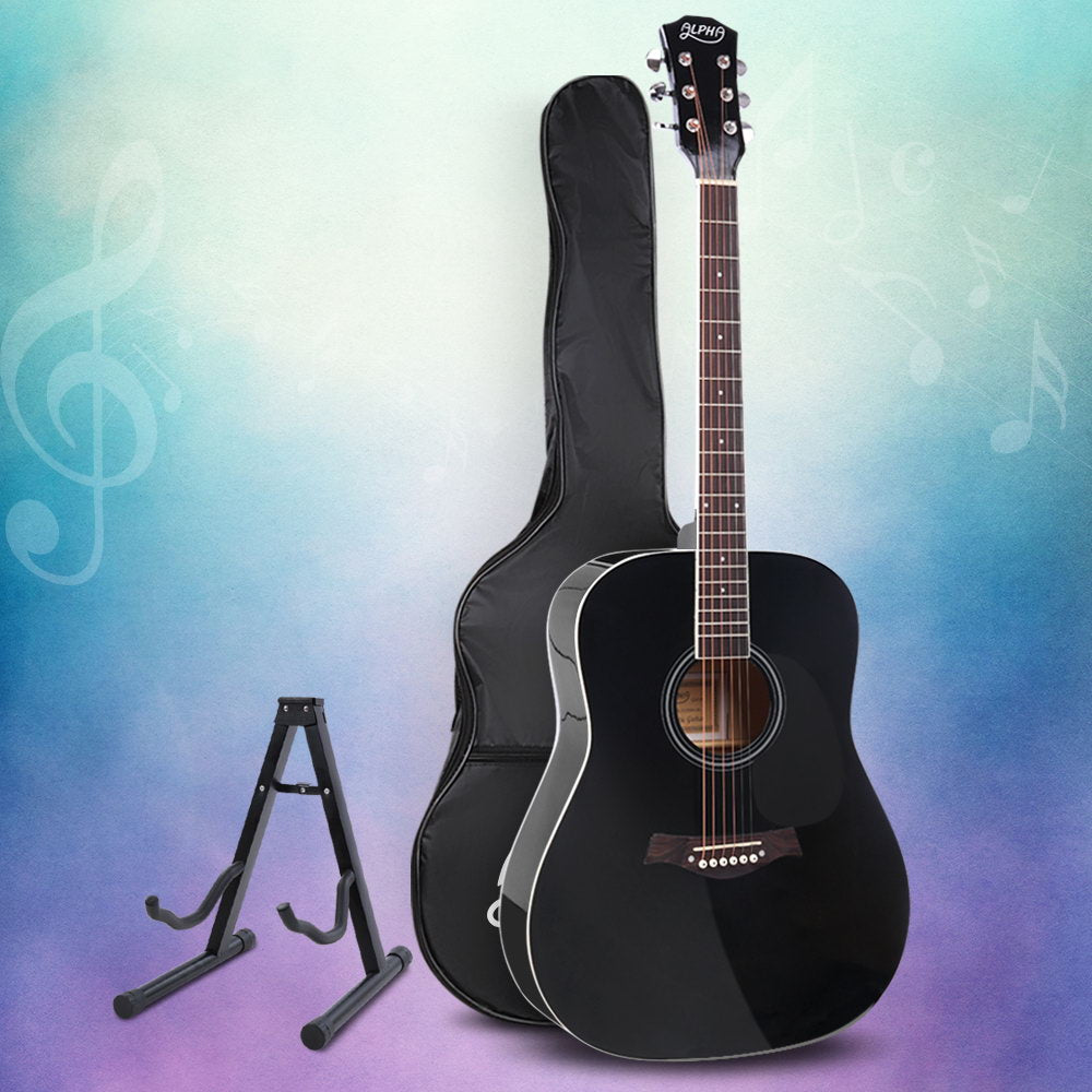41 Inch Black Acoustic Guitar 9 Piece Set With Stand - Audio & Video > Musical Instrument & Accessories - Rivercity House & Home Co. (ABN 18 642 972 209) - Affordable Modern Furniture Australia