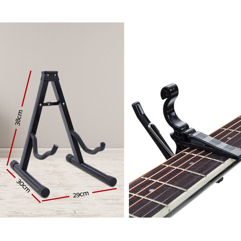 41 Inch Black Acoustic Guitar 9 Piece Set With Stand - Audio & Video > Musical Instrument & Accessories - Rivercity House & Home Co. (ABN 18 642 972 209) - Affordable Modern Furniture Australia