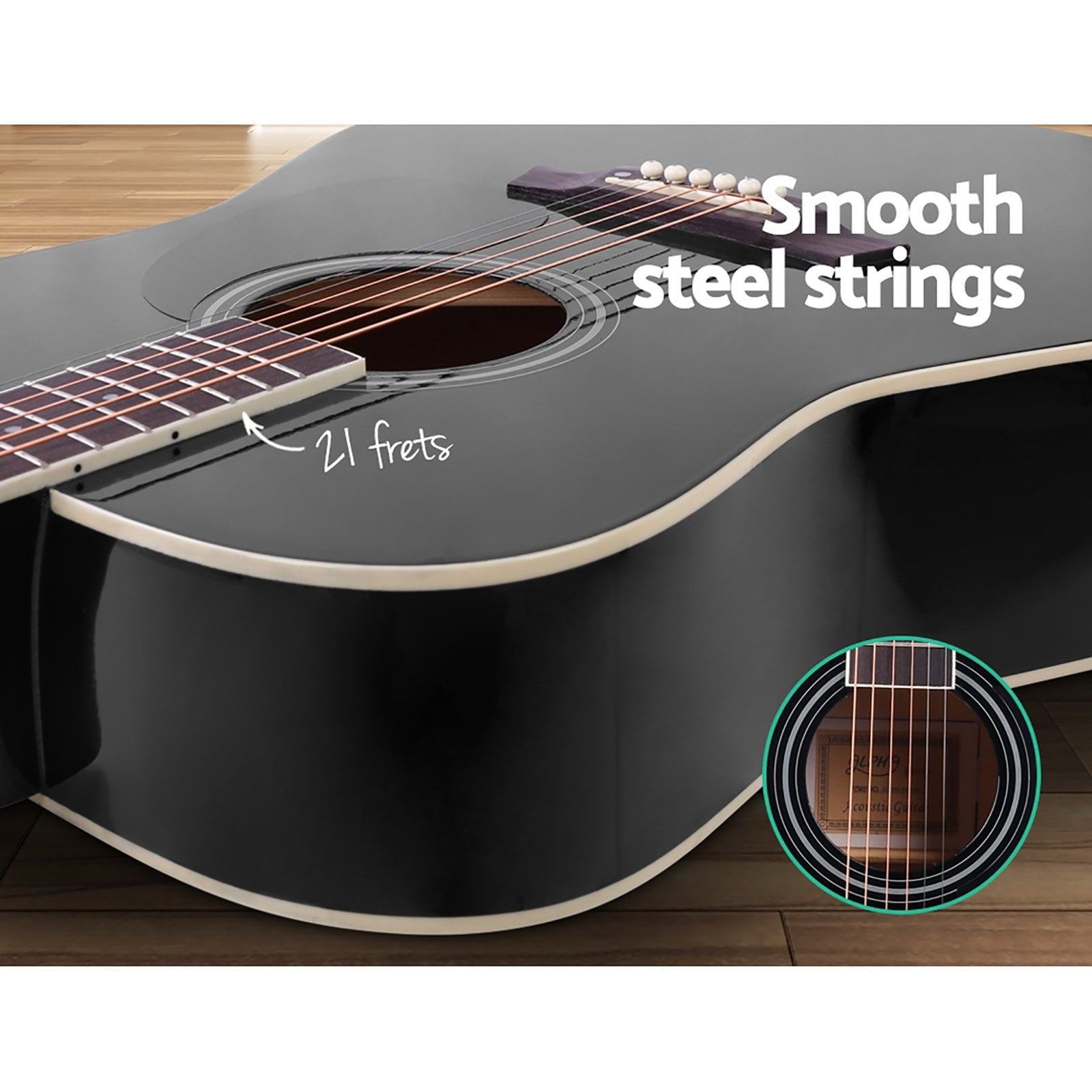41 Inch Black Acoustic Guitar 9 Piece Set With Stand - Audio & Video > Musical Instrument & Accessories - Rivercity House & Home Co. (ABN 18 642 972 209) - Affordable Modern Furniture Australia