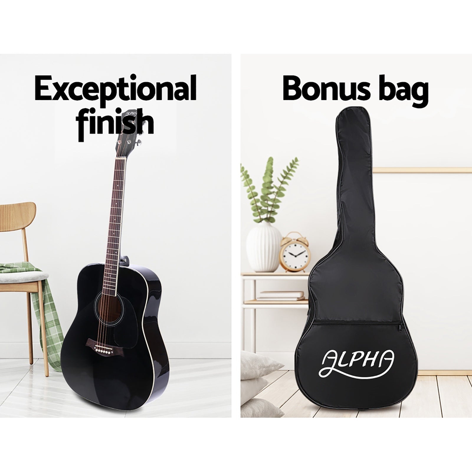 41 Inch Black Acoustic Guitar 9 Piece Set With Stand - Audio & Video > Musical Instrument & Accessories - Rivercity House & Home Co. (ABN 18 642 972 209) - Affordable Modern Furniture Australia