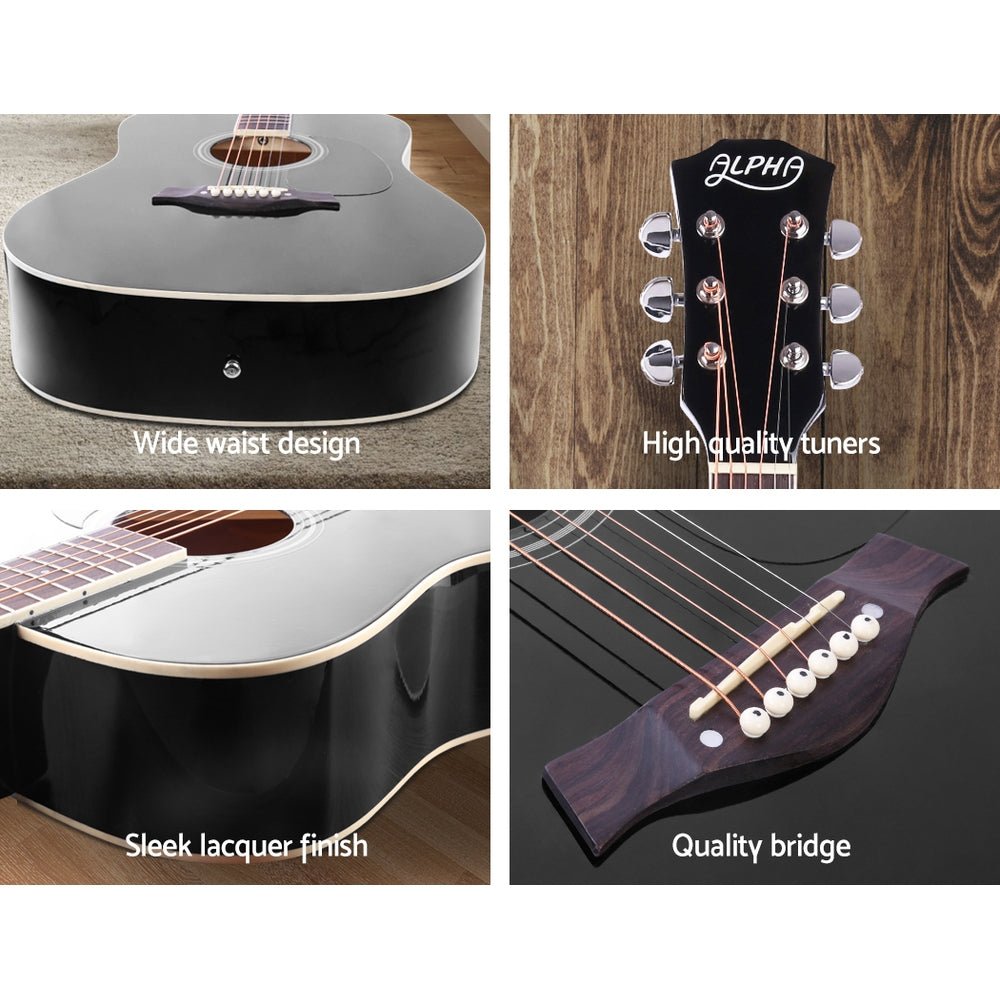 41 Inch Black Acoustic Guitar 9 Piece Set With Stand - Audio & Video > Musical Instrument & Accessories - Rivercity House & Home Co. (ABN 18 642 972 209) - Affordable Modern Furniture Australia