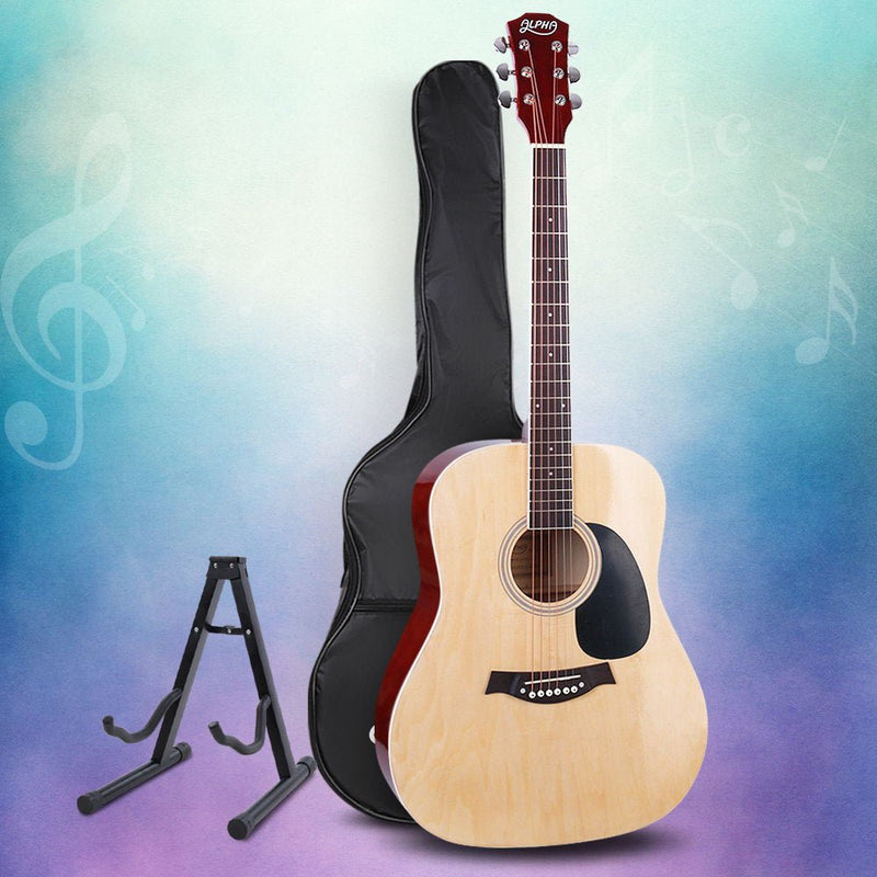 41 Inch Natural Colour Acoustic Guitar 9 Piece Set With Stand - Audio & Video > Musical Instrument & Accessories - Rivercity House & Home Co. (ABN 18 642 972 209) - Affordable Modern Furniture Australia