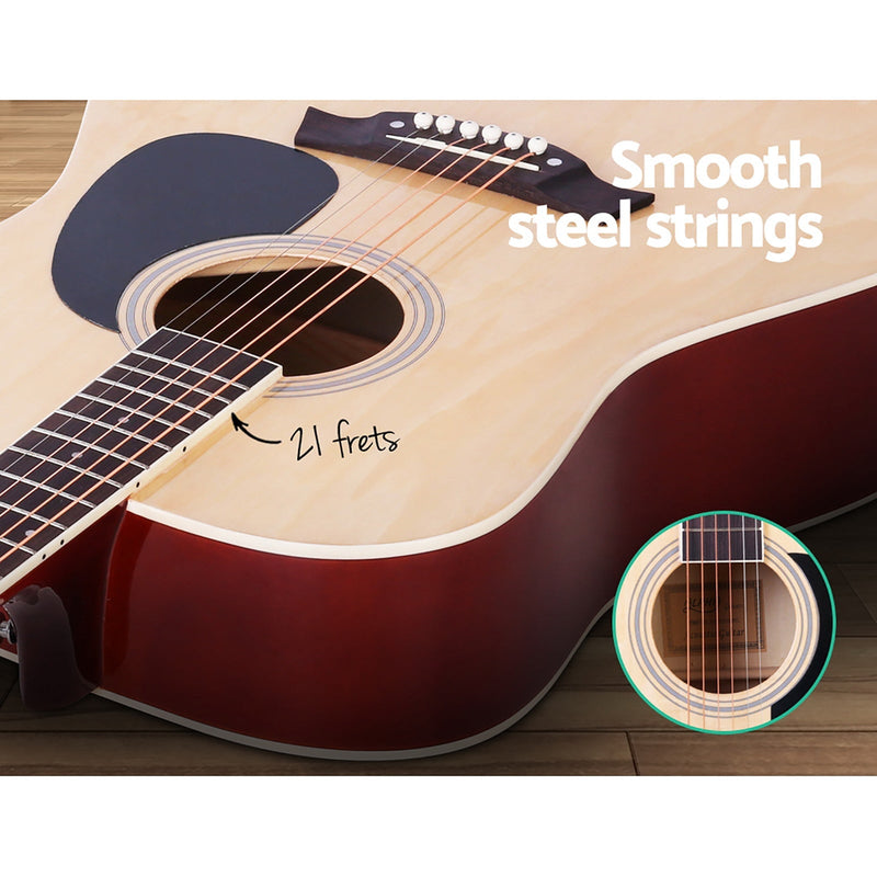 41 Inch Natural Colour Acoustic Guitar 9 Piece Set With Stand - Audio & Video > Musical Instrument & Accessories - Rivercity House & Home Co. (ABN 18 642 972 209) - Affordable Modern Furniture Australia