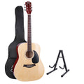 41 Inch Natural Colour Acoustic Guitar 9 Piece Set With Stand