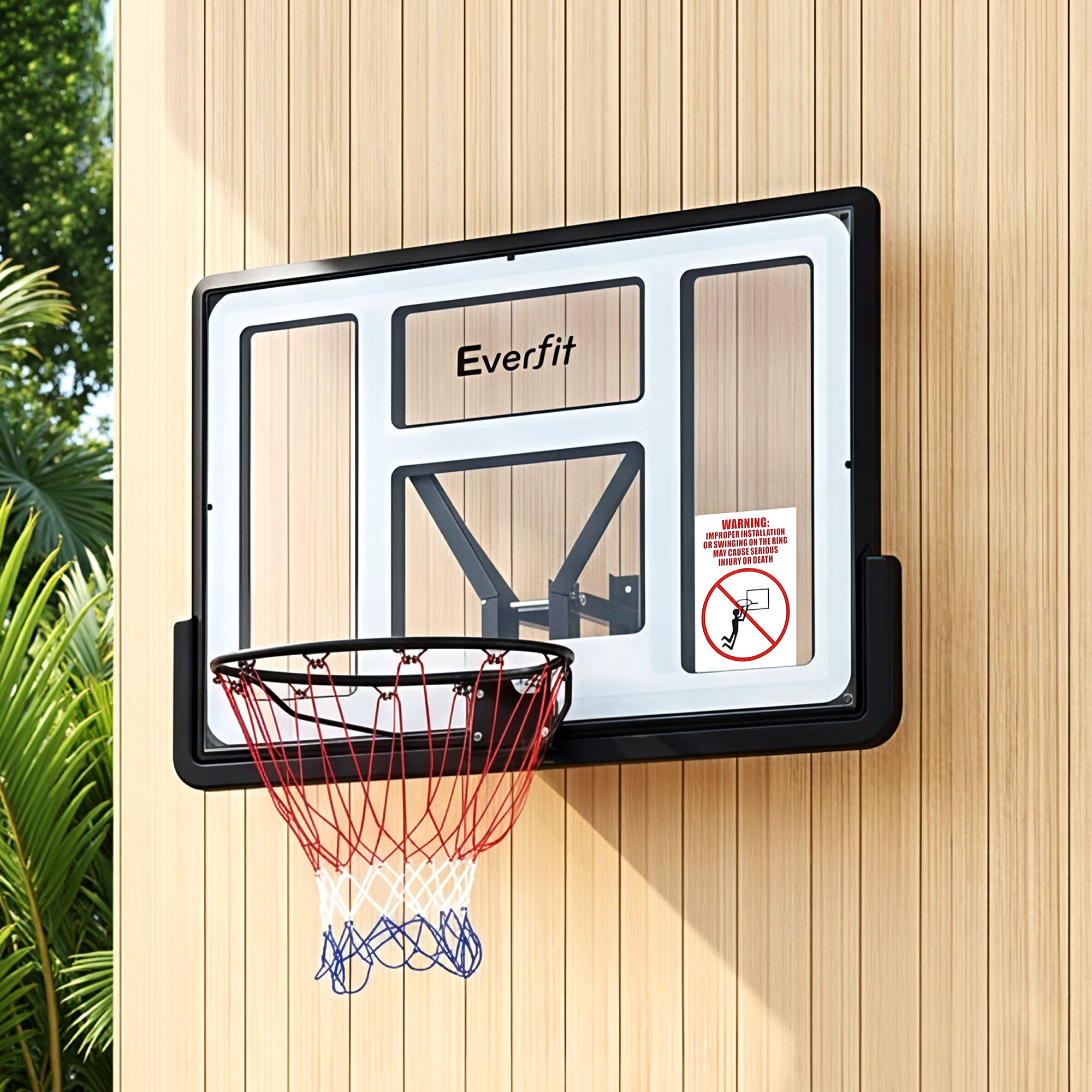 43-Inch Wall Mount Kids Basketball Hoop Backboard for Outdoor Sports - Black and White - Sports & Fitness > Ball Sports > Basketball & Basketball Accessories - Rivercity House & Home Co. (ABN 18 642 972 209) - Affordable Modern Furniture Australia