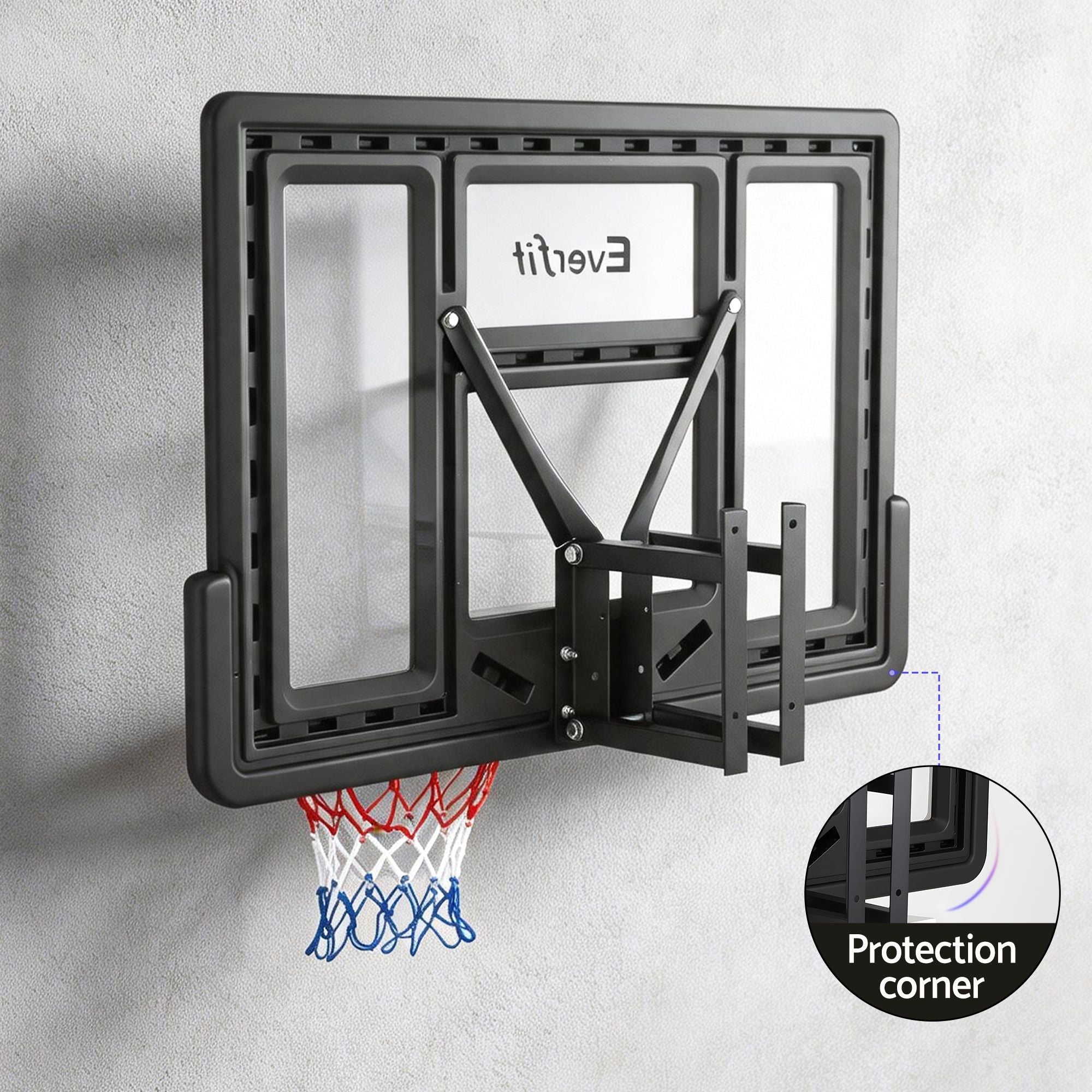 43-Inch Wall Mount Kids Basketball Hoop Backboard for Outdoor Sports - Black and White - Sports & Fitness > Ball Sports > Basketball & Basketball Accessories - Rivercity House & Home Co. (ABN 18 642 972 209) - Affordable Modern Furniture Australia