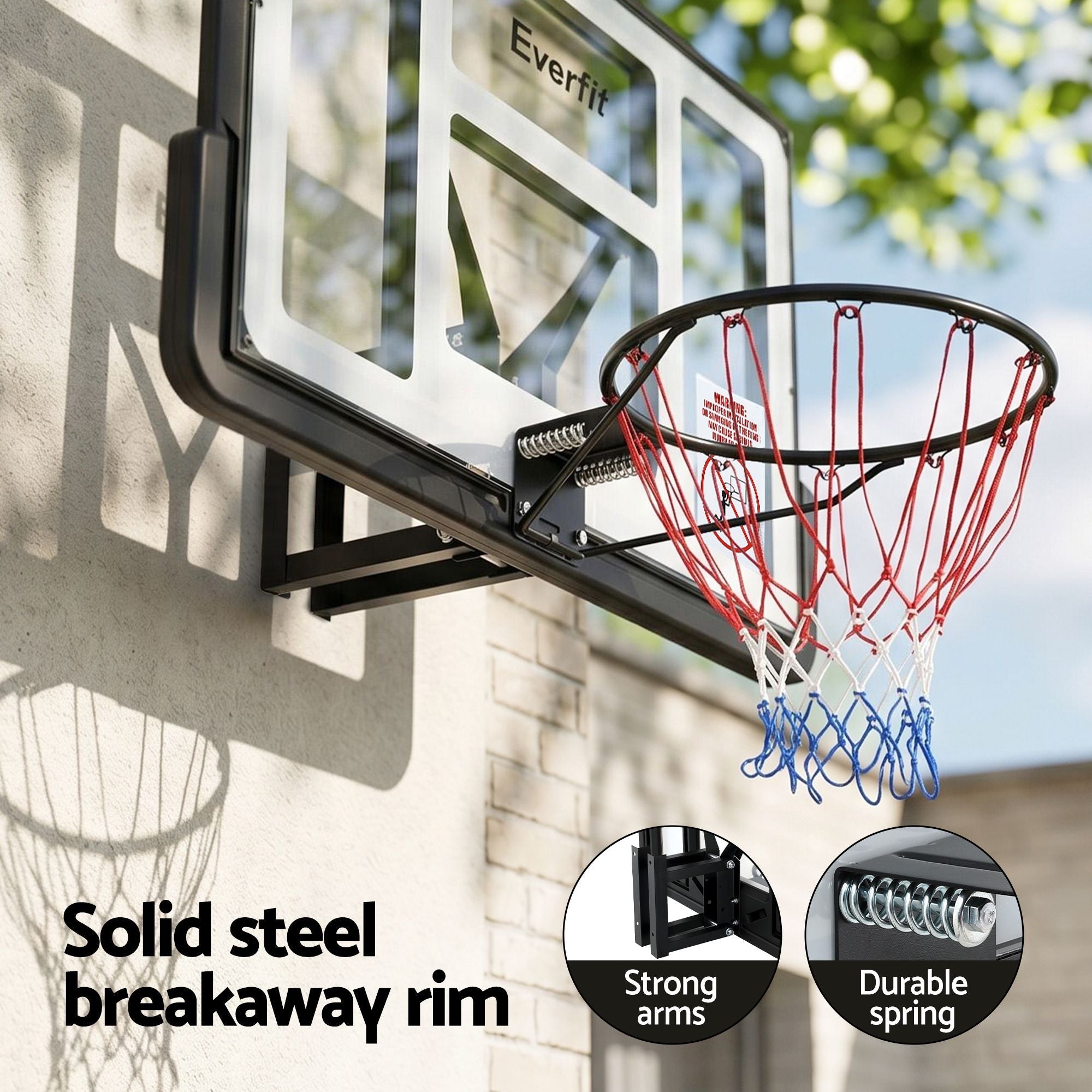43-Inch Wall Mount Kids Basketball Hoop Backboard for Outdoor Sports - Black and White - Sports & Fitness > Ball Sports > Basketball & Basketball Accessories - Rivercity House & Home Co. (ABN 18 642 972 209) - Affordable Modern Furniture Australia