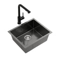 44x44cm Stainless Steel Single Bowl Kitchen Sink with Pull-Out Mixer Tap - Black