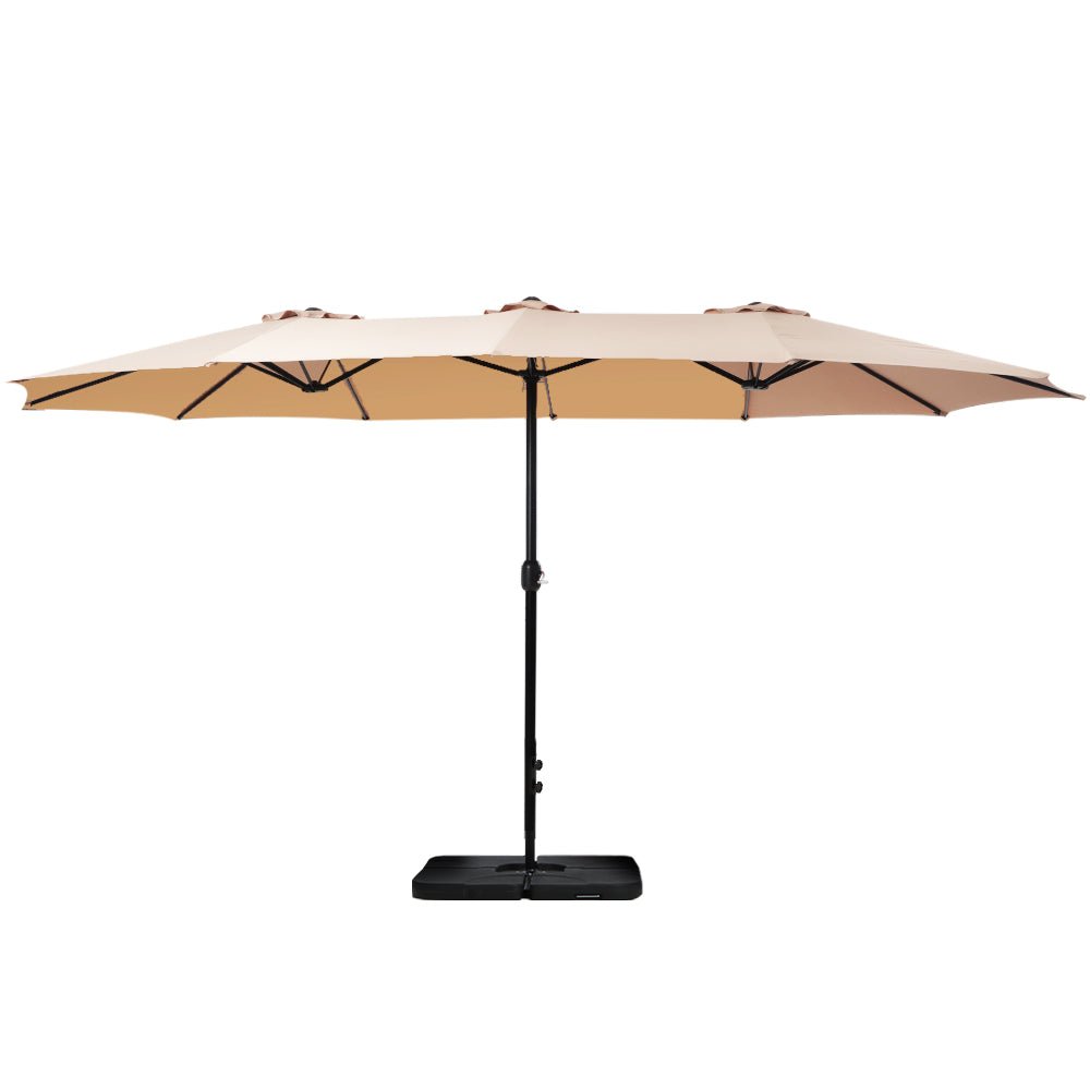4.57m Outdoor Umbrella w/Base Stand Beach Pole Garden Tilt Beige - Home & Garden > Shading > Umbrellas & Sunshades - Rivercity House & Home Co. (ABN 18 642 972 209) - Affordable Modern Furniture Australia
