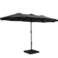 4.57m Outdoor Tilt Beach Garden Umbrella with Base Stand - Black