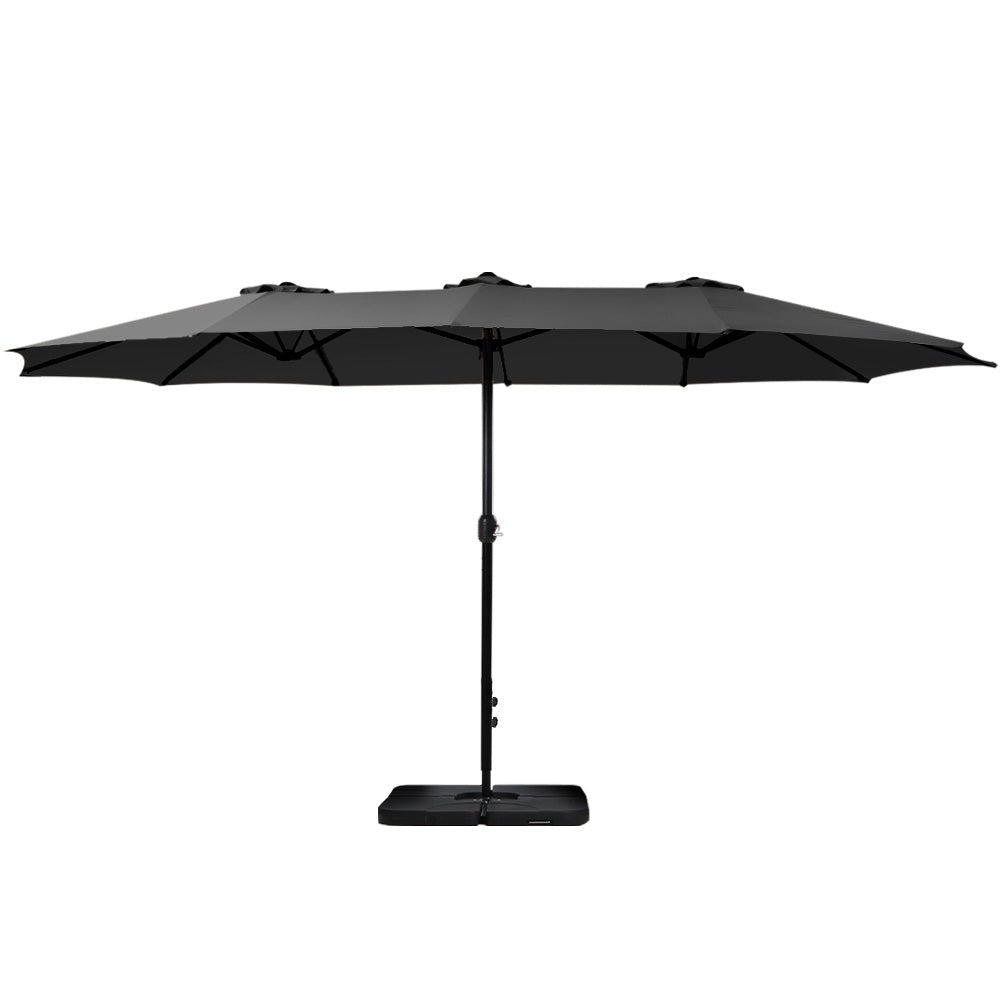 4.57m Outdoor Umbrella w/Base Stand Beach Pole Garden Tilt Black - Home & Garden > Shading > Umbrellas & Sunshades - Rivercity House & Home Co. (ABN 18 642 972 209) - Affordable Modern Furniture Australia