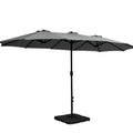 4.57m Outdoor Tilt Beach Garden Umbrella with Base Stand - Charcoal