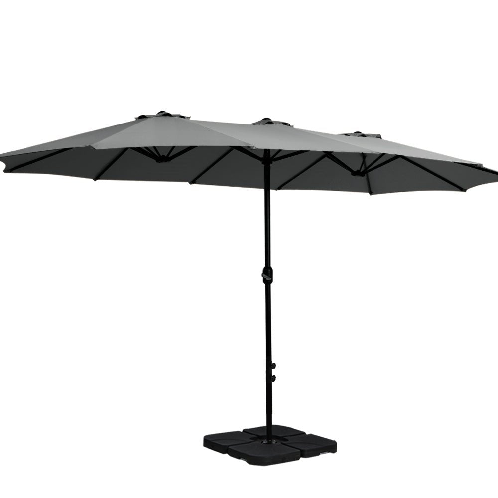 4.57m Outdoor Umbrella w/Base Stand Beach Pole Garden Tilt Charcoal - Home & Garden > Shading > Umbrellas & Sunshades - Rivercity House & Home Co. (ABN 18 642 972 209) - Affordable Modern Furniture Australia