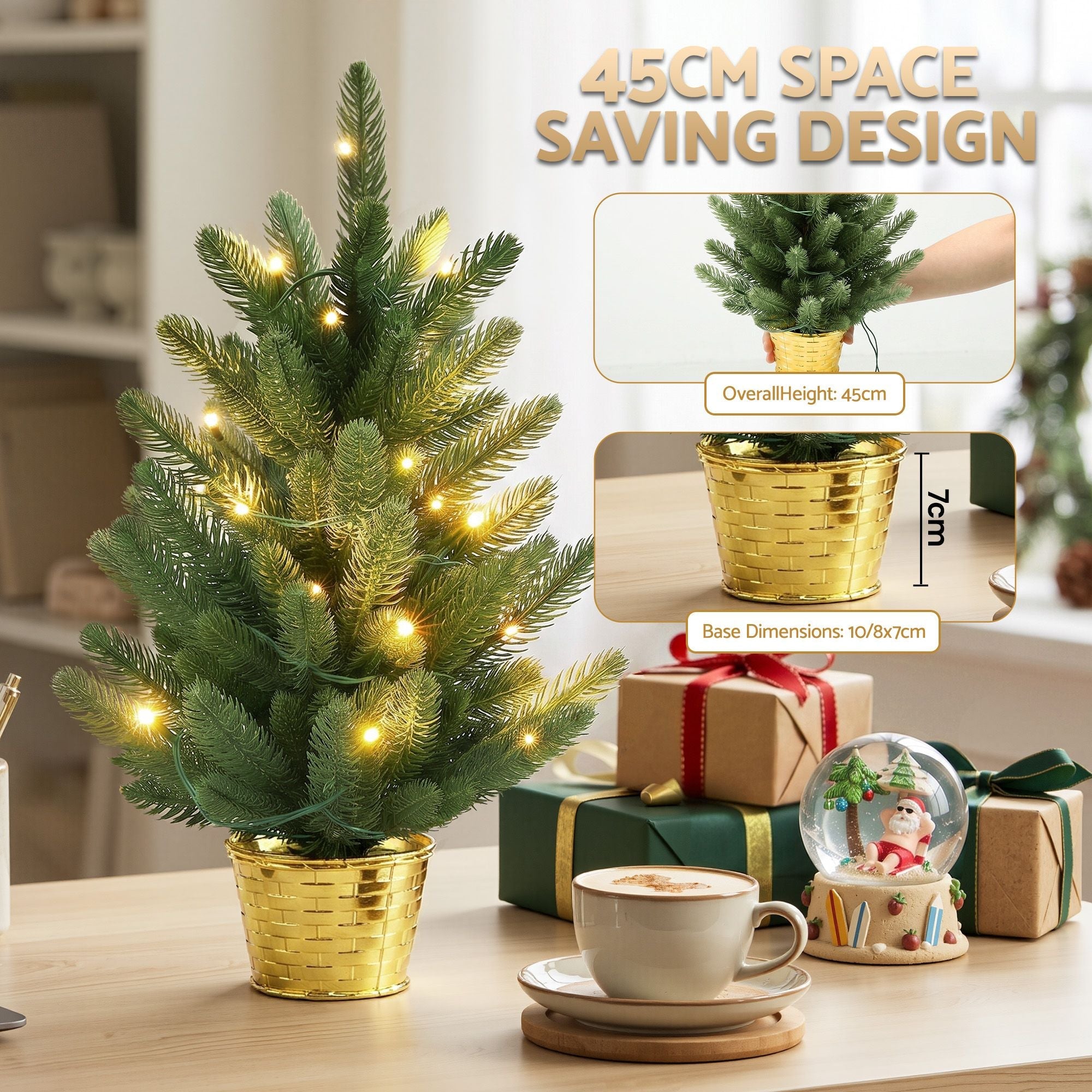45cm Artificial Christmas Tree Mini Christmas Tree Warm Light - Occasions > Christmas > Christmas Trees - Rivercity House & Home Co. (ABN 18 642 972 209) - Affordable Modern Furniture Australia