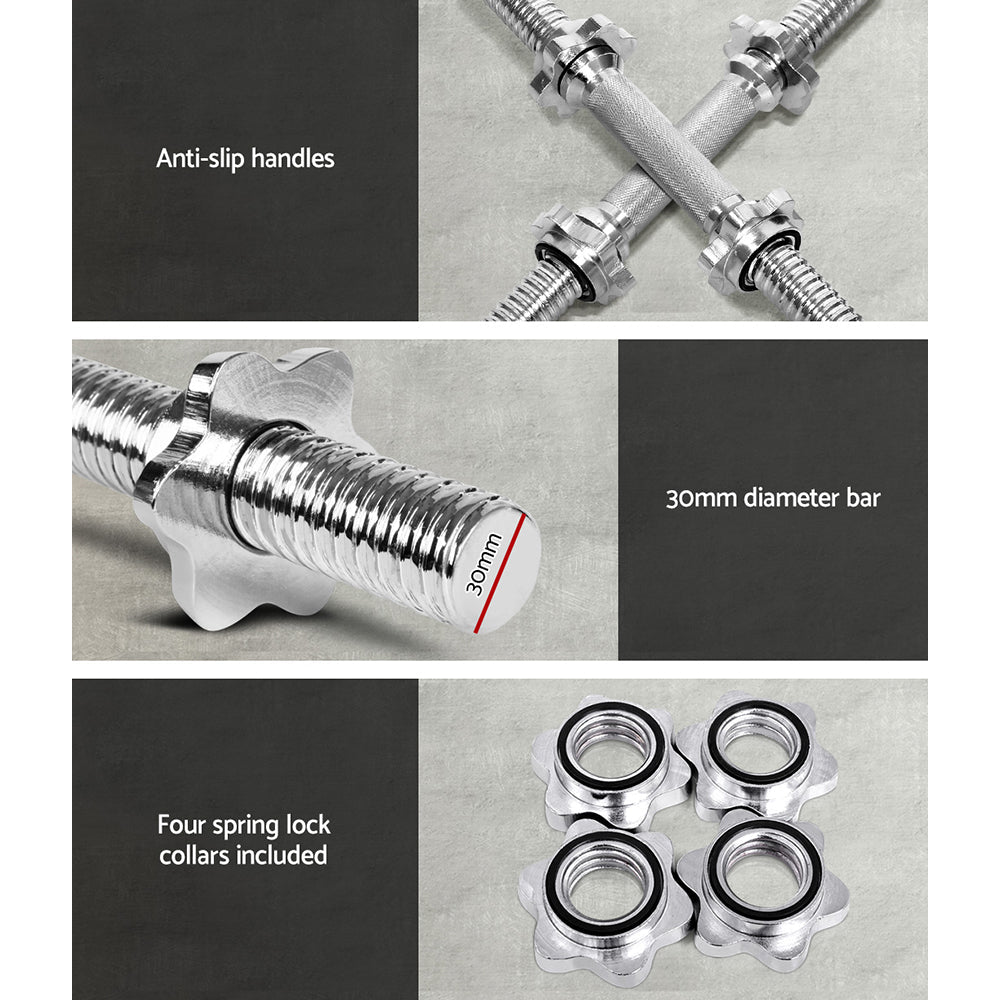 45cm Dumbbell Bar with 150kg Capacity and Spring Collars - Silver - Sports & Fitness > Exercise, Gym & Fitness > Exercise Benches - Rivercity House & Home Co. (ABN 18 642 972 209) - Affordable Modern Furniture Australia