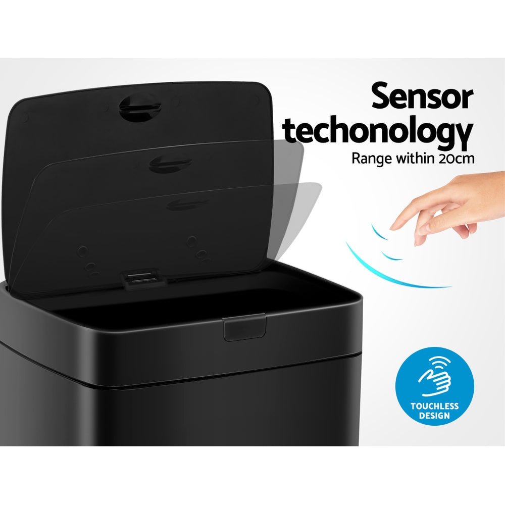 45L Motion Sensor Bin Rubbish Automatic Black - Home & Garden > Kitchen Bins > Automatic Bins - Rivercity House & Home Co. (ABN 18 642 972 209) - Affordable Modern Furniture Australia